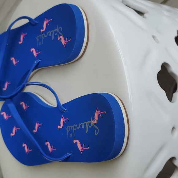 Splendid Flamingo Flip Flops, Blue with Pink Flamingos, Size 9, Never Worn - Picture 11 of 12